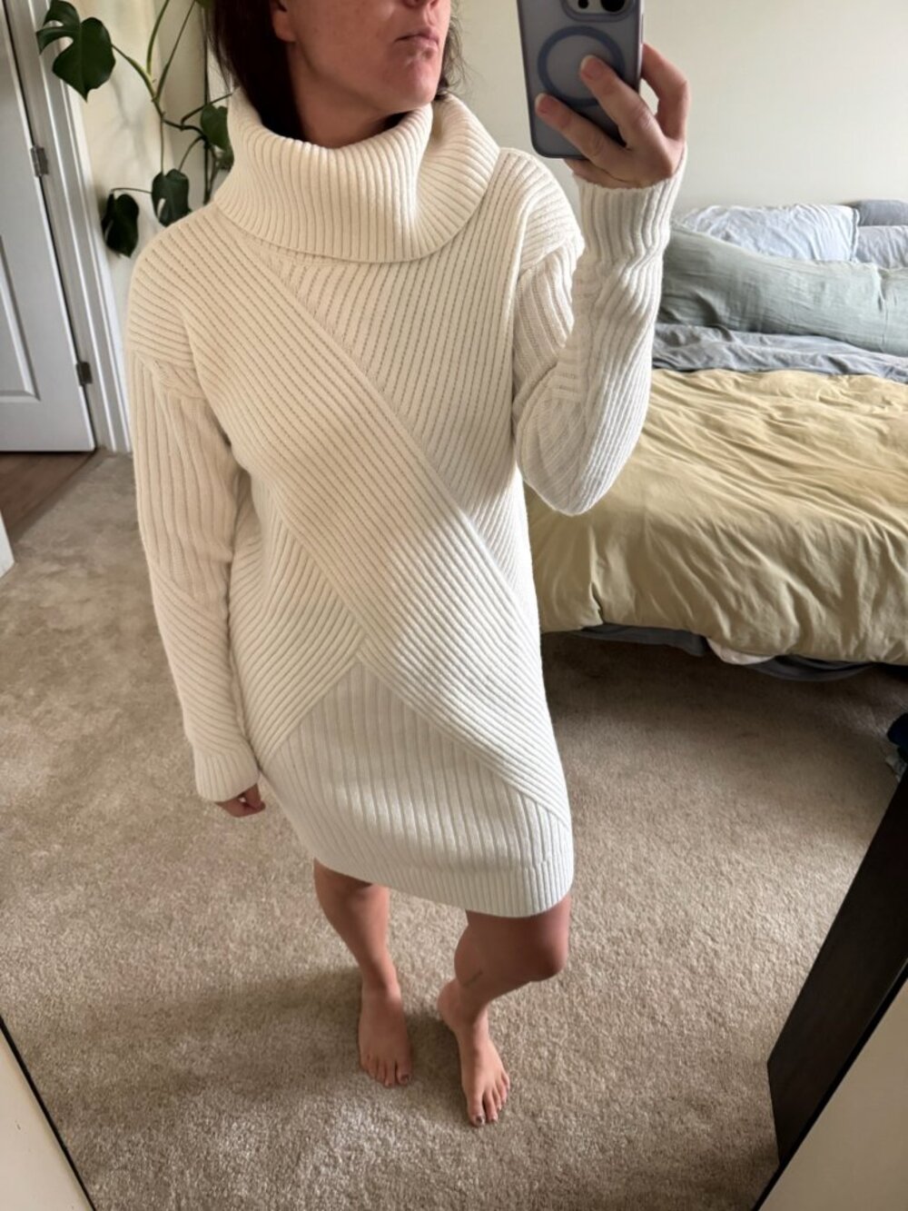 NWT Ann Taylor Alpaca Wool Blend Creamy White Turtleneck Dress Medium Tall
